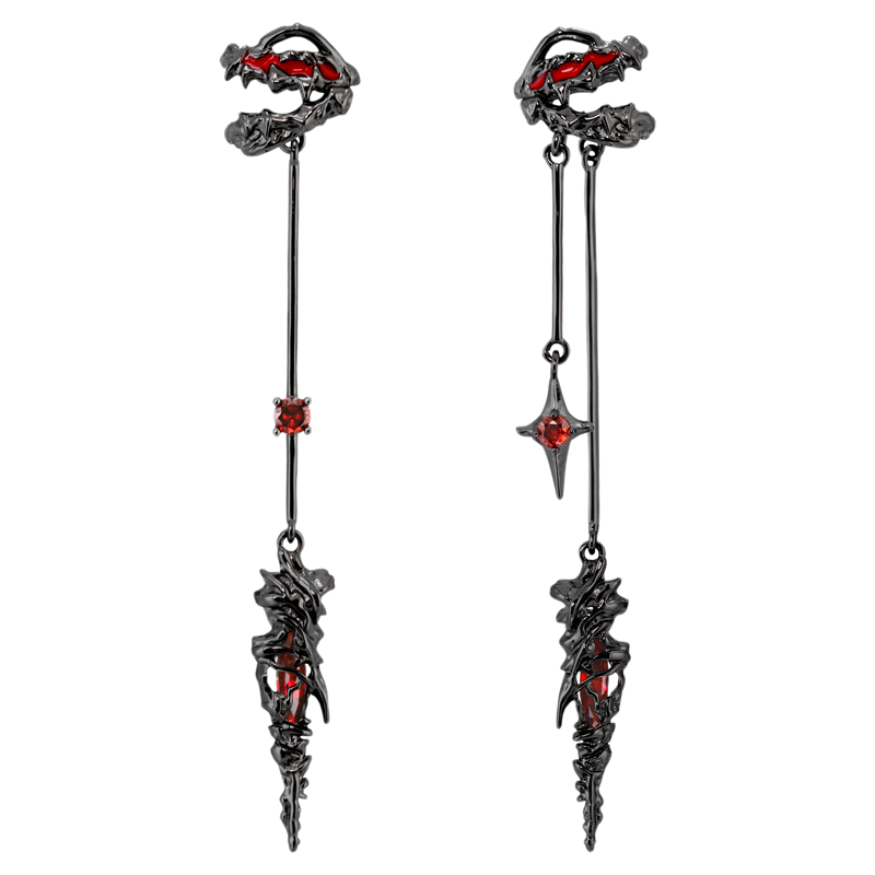 暗黑龙骨原创设计无耳洞耳夹小众耳骨夹无性别黑红色酷潮耳挂