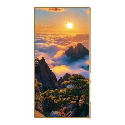 旭日东升玄关挂画现代简约入户客厅东墙装饰画日出东方写实风景画