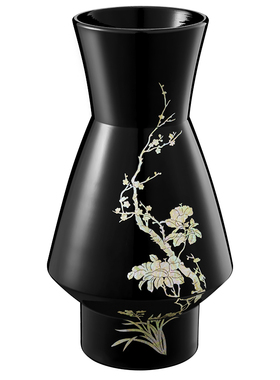 海虹雅林手工非遗螺钿花瓶摆件客厅插花中古陶瓷高级轻奢送礼花器