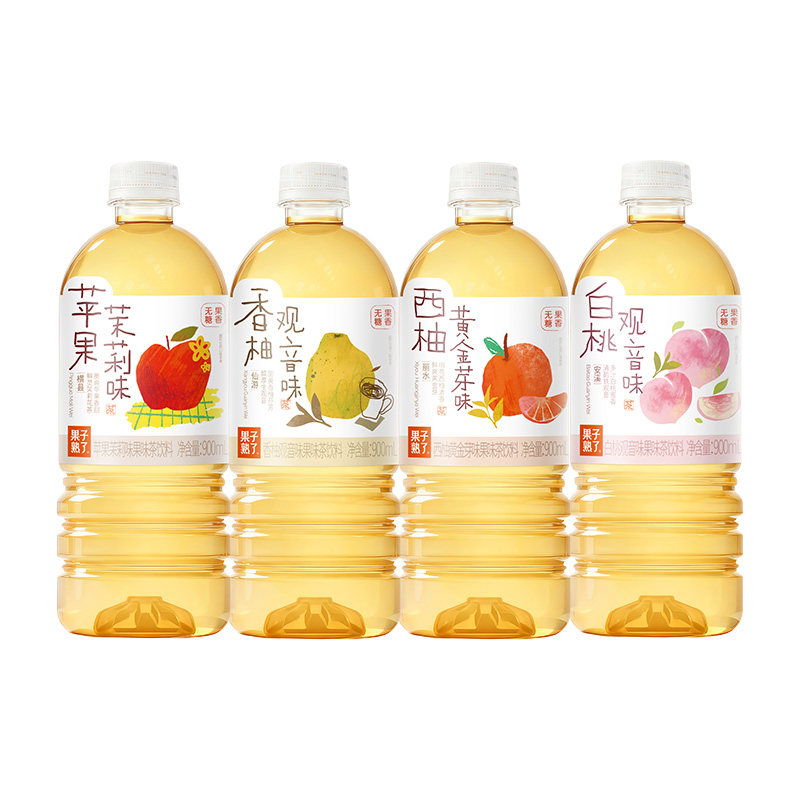 【惊喜社】果子熟了无糖果味茶苹果茉莉香柚白桃观音900ml饮料YS