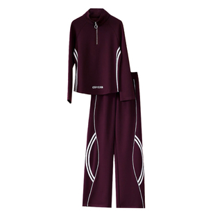 气质高档休闲时尚套装2026春季新款大码女装立领上衣阔腿裤两件套