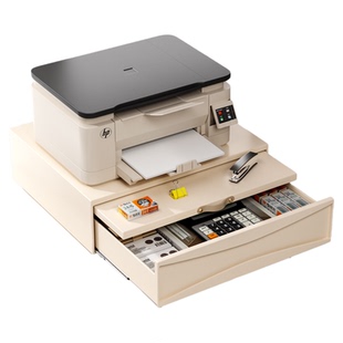 爱惠普打印机置物架办公室桌面家用放电脑主机多层带抽屉收纳架子