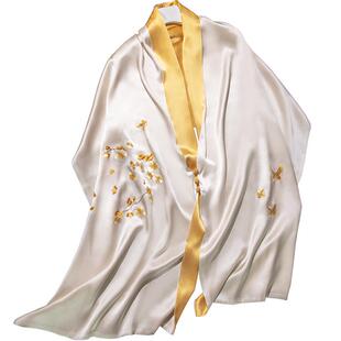 织锦楼新款真丝刺绣披肩桑蚕丝盘扣手工绣花围巾苏州特色外事礼品