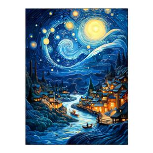 梵高装饰画星空丰收向日葵名画小众艺术客厅卧室餐厅玄关ins挂画