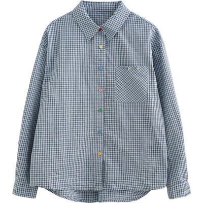 诺诺公主S1N初中生2026春设计感格子衬衫女青少年学院风开衫上衣