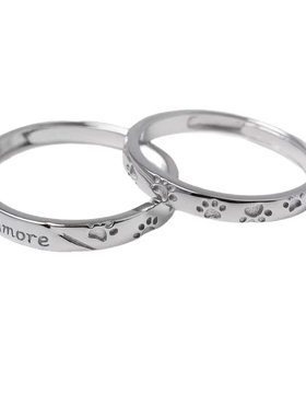 纯银999小狗爪情侣对戒可刻字