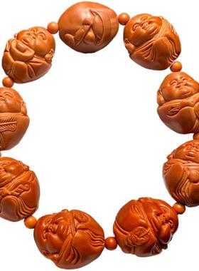 八宝弥勒橄榄核手串八大弥勒佛核雕小籽精雕笑佛男款文玩男士女款