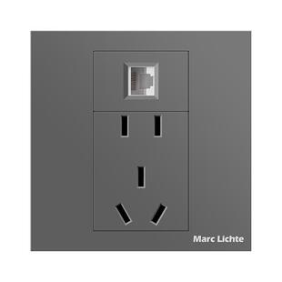 86型电源五孔+超六6类网口插座面板RJ45信息网络电脑网线插座千兆