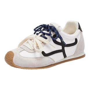 达芙妮德训鞋女款2025新款秋季百搭复古小歪头软底内增高休闲鞋女