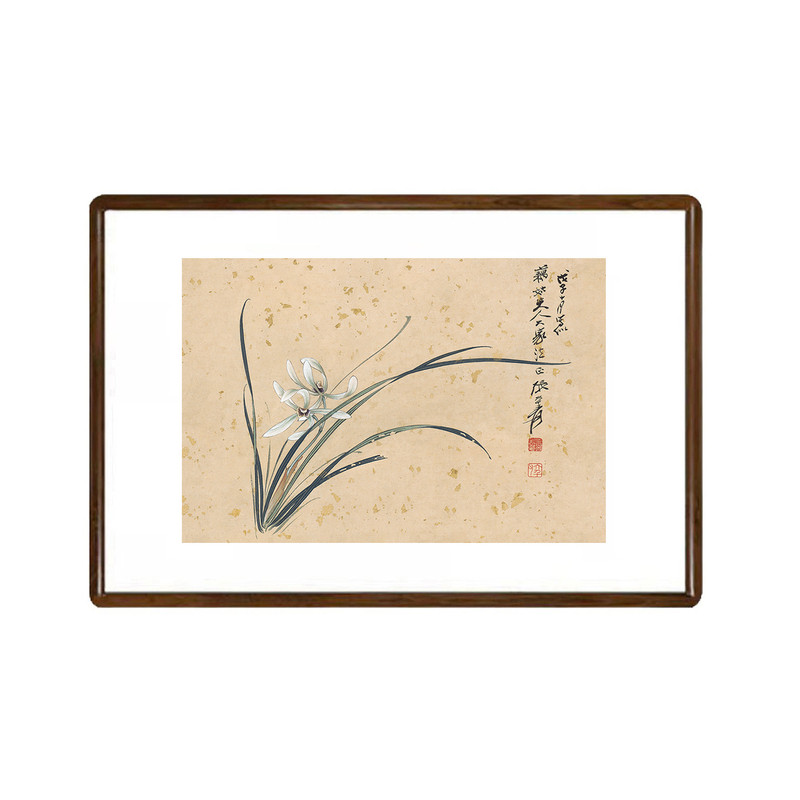张大千兰花水墨国画玄关壁画