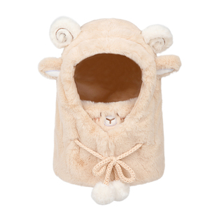 儿童帽子冬男童围脖围巾口罩一体毛绒帽保暖女宝三件套婴儿护耳帽