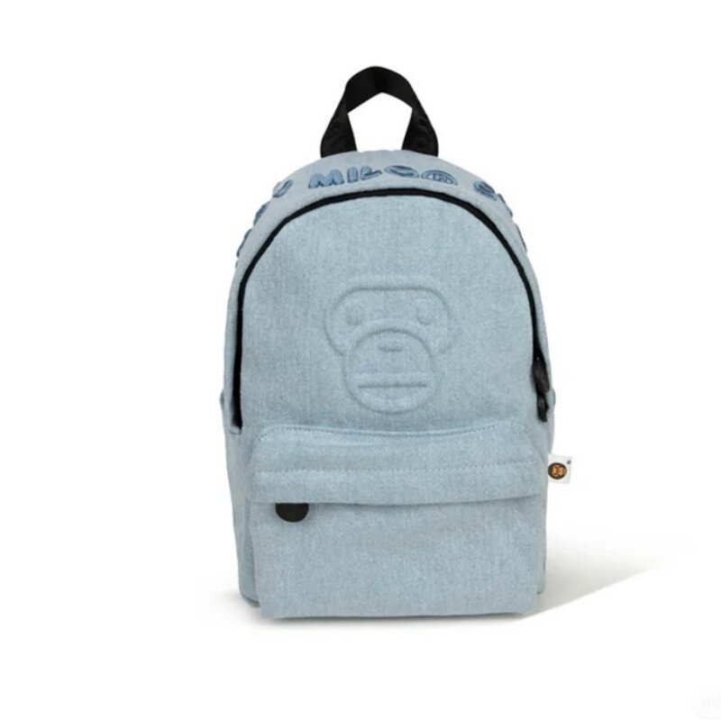 现货 BAPE BABY MILO 单宁牛仔面料 猴子脸 双肩包背包 小号尺寸