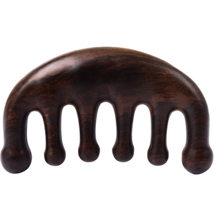 素娘绿檀经络梳按摩头部梳子头疗刮痧疏通头皮檀木五指宽齿头疗梳