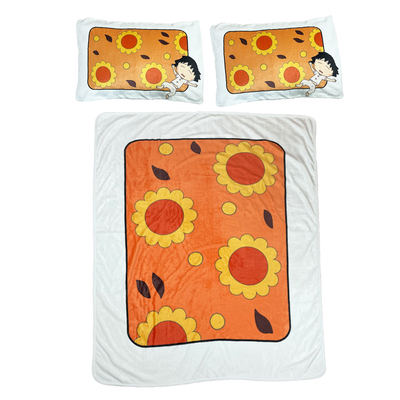 樱桃小丸子日式法兰绒毛毯/枕套