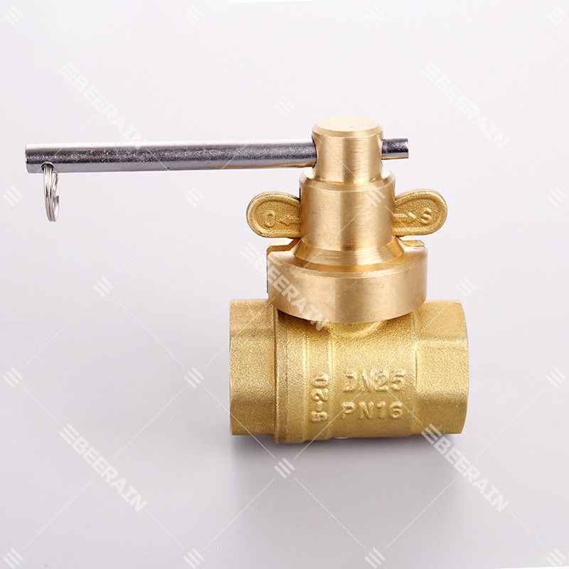 柏裕阀门 直供黄铜磁性锁闭球阀蝶型 二合一式蝶型开关锁闭阀