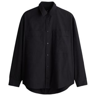 HM男装衬衫春季长袖宽松版型法式前襟工装衬衫1271715