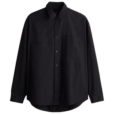 HM男装衬衫2025秋季新款长袖宽松版型法式前襟工装衬衫1271715