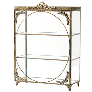 retro复古宫廷黄铜手工透明玻璃展示柜法式金属桌面首饰陈列架