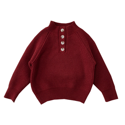 男孩冬季柔软洋气红色针织毛衣潮