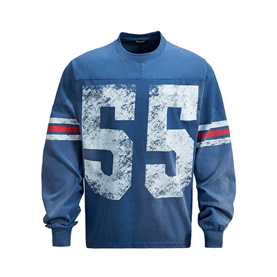 Eusoueu水洗做旧复古橄榄球服