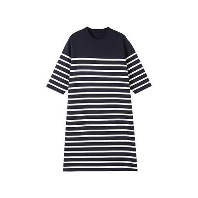 人造丝法式条纹针织连衣裙