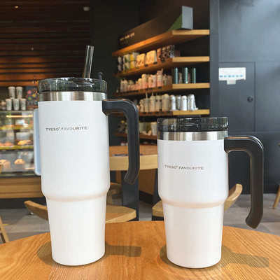 304不锈钢双层冰霸杯大容量保冷车载杯创意手柄咖啡随手杯保温杯