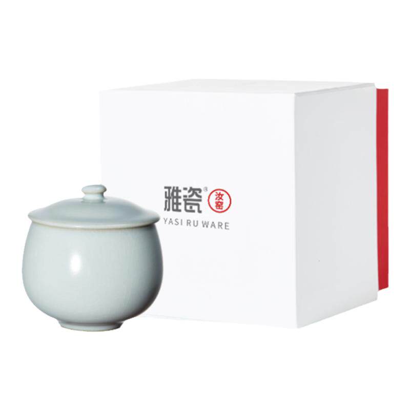 雅瓷汝窑小号带盖茶杯主人杯