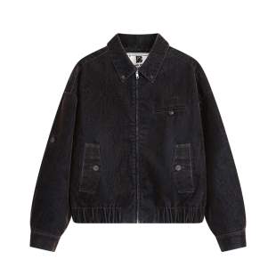 Bobbybecky赠领带/美式复古植绒牛仔飞行夹克廓形马甲经典五分裤