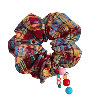 彩色格纹大肠发圈女2025新款