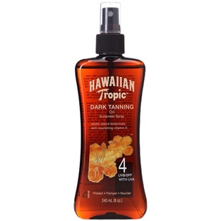 美国Hawaiian Tropic夏威夷深古铜色美黑油助晒油SPF4全身用240ml
