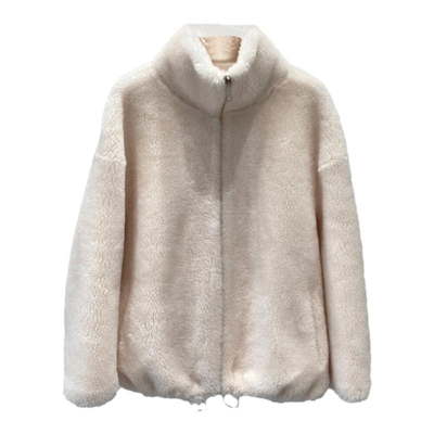 立领中长款羊羔毛颗粒中长款立领