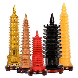 纯黄铜文昌塔旗舰店摆件9九层13十三层的玉石水晶朱砂桃木质学生