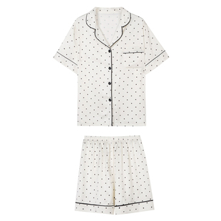 JoyceBra  冰丝凉感波点睡衣女短袖短裤高级感家居服休闲套装夏季