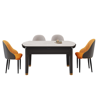 小户型轻奢家用岩板餐桌方圆两用