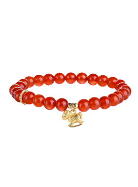 红玛瑙木马手串本命年礼物