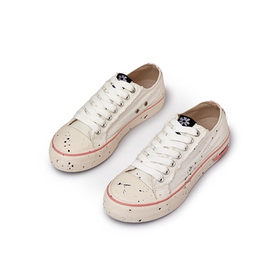 个性款喷墨低帮厚底帆布鞋