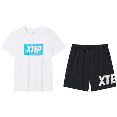 特步童装儿童短袖套装夏季新款上衣短裤运动服纯棉夏装针织两件套