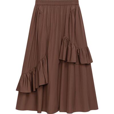 【播奥莱】播不对称荷叶边设计半身裙女夏季海边度假长裙