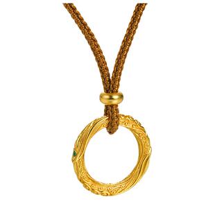 九乐S925纯银吊坠女金色乾坤圈混天绫吊坠绳链新中式挂坠送女友礼