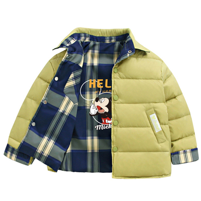 正品迪士尼儿童羽绒服男童轻薄秋冬装女童双面穿羽绒内胆校服神器