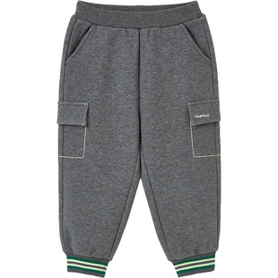 英氏儿童裤子加绒秋冬款束脚裤男童女童春秋长裤运动裤新款休闲裤