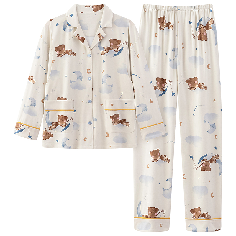 纯棉月子服夏季薄款产后怀孕期孕妇产前哺乳喂奶睡衣待产家居服秋