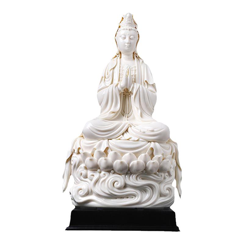 戴玉堂叶云凤陶瓷摆件《合掌观音》观世音菩萨佛像家用供奉工艺品