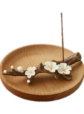 帛文陶瓷梅花香插手工捏制