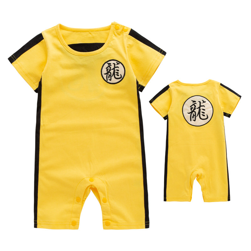 扬我国威经典李小龙纪念版短袖/长袖 哈衣爬服连身衣，H12005-G