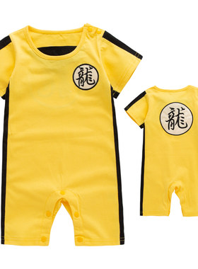 扬我国威经典李小龙纪念版短袖/长袖 哈衣爬服连身衣，H12005-G