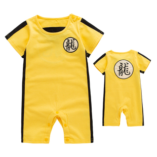 扬我国威经典李小龙纪念版短袖/长袖 哈衣爬服连身衣，H12005-G