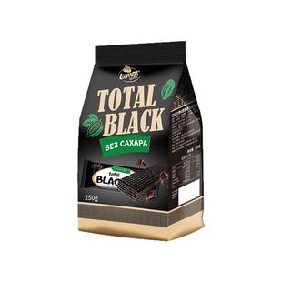 俄罗斯进口威化无蔗糖黑巧克力威化无蔗糖威化黑巧克力饼干零食