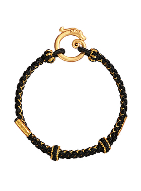 与万物龙佩环手工编织手绳桃花手绳转运珠镀金黑色绳手链男生礼物