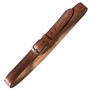 山岩 3.8宽纯真皮纯铜实心扣头 水洗植鞣革皮带 手感柔软复古自然